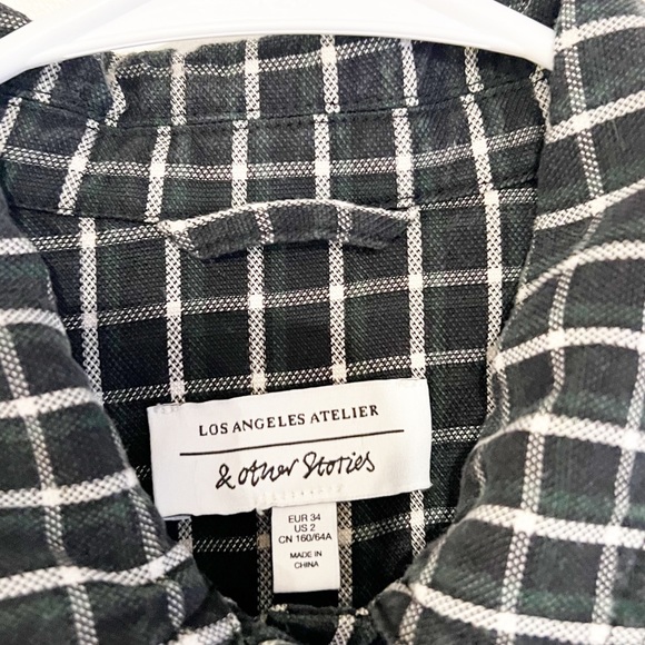 & Other Stories Plaid Windowpane Belted Button Up Lyocell Jumpsuit size 2 - Picture 4 of 6